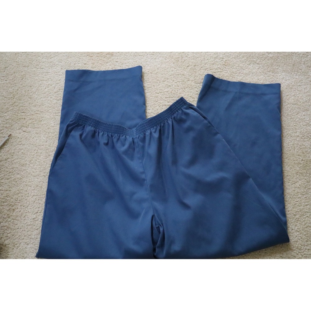 GrandmaCore Career Alfred Dunner Trousers 16 Teal Elastic Waist Straight Leg